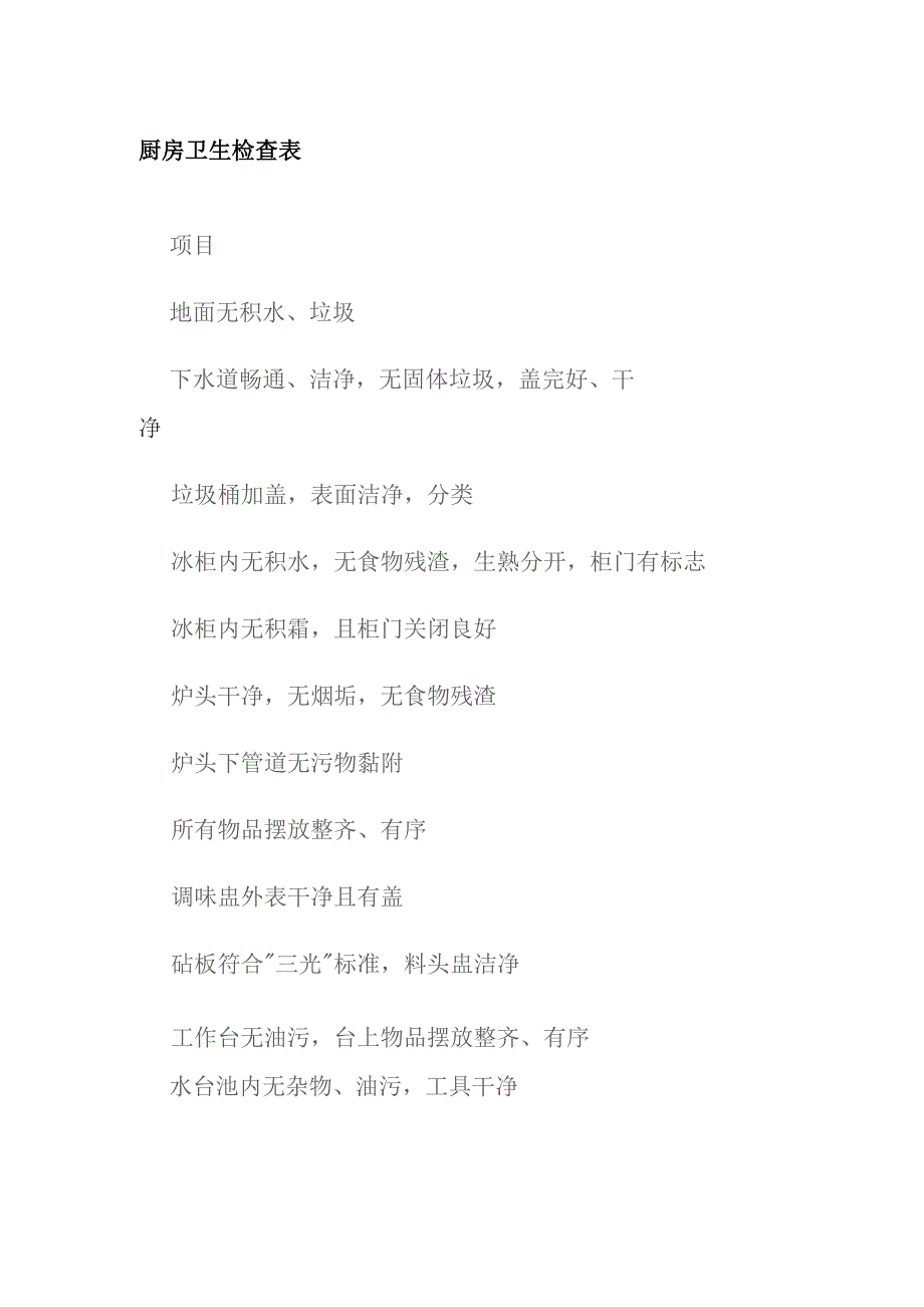 厨房卫生检查表.docx_第1页