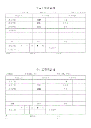 个人工资表表格.docx