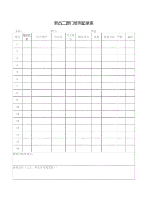 新员工部门培训记录表.docx