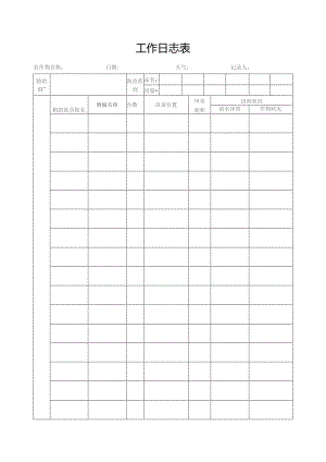 工作日志表格.docx