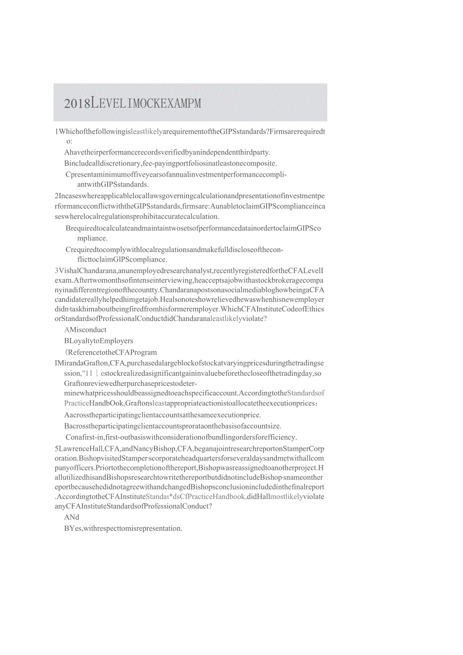 CFA一级历年模拟考试(2015-2019)：2018_Level_I_Mock_Exam_PM-Session_removed.docx_第2页