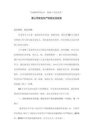 【发言材料】某公司安全生产经验交流发言（5页）.docx