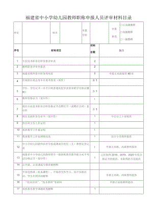 福建省中小学幼儿园教师职称申报人员评审材料目录.docx