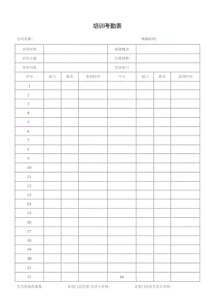 培训考勤表格.docx