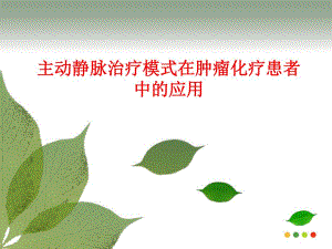 主动静脉治疗模式在肿瘤化疗的应用（精品PPT） .ppt