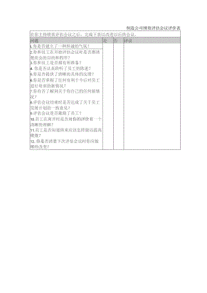 制造公司绩效评估会议评价表.docx