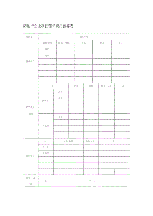 房地产企业项目营销费用预算表.docx