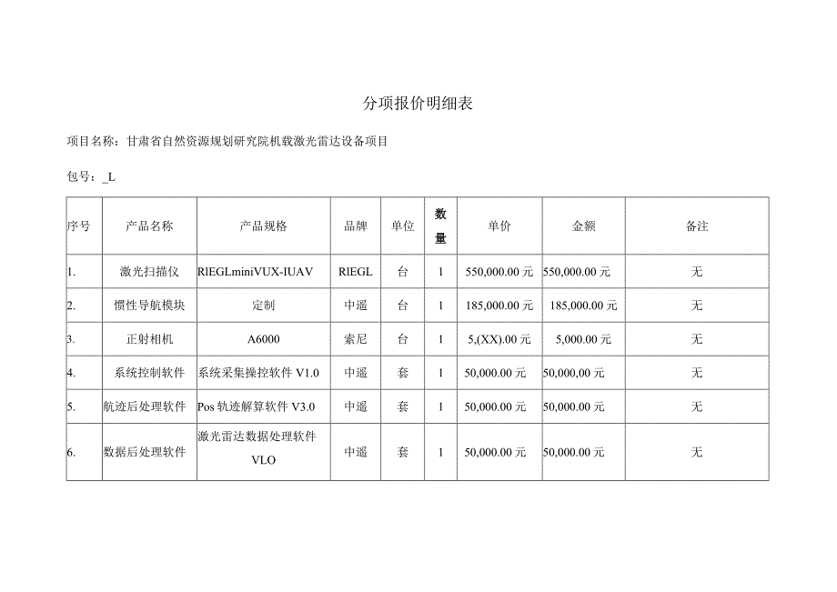 分项报价明细表.docx_第1页