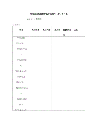 制造企业利润预算执行反馈月报.docx