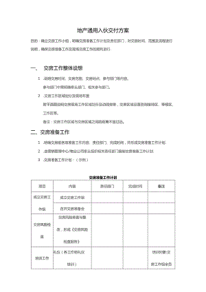 地产通用入伙交付方案.docx