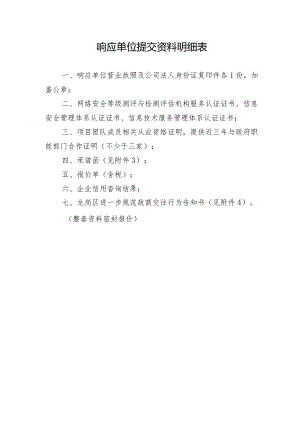 响应单位提交资料明细表.docx