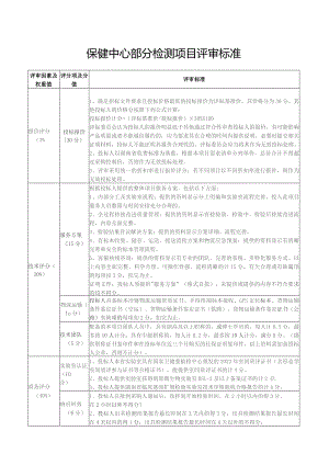 保健中心部分检测项目评审标准.docx