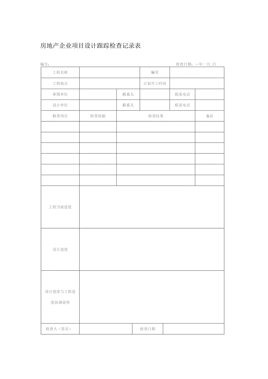 房地产企业项目设计跟踪检查记录表.docx_第1页