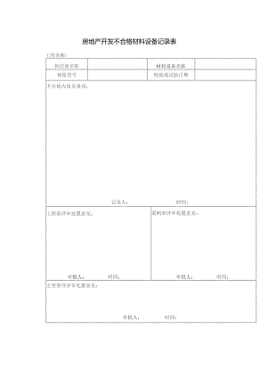 房地产开发不合格材料设备记录表.docx
