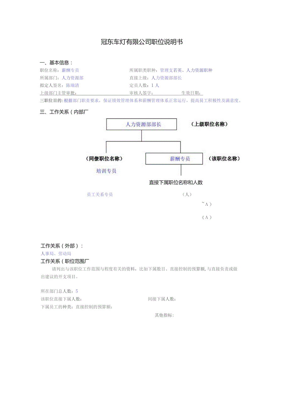 冠东车灯有限公司职位说明书.docx_第3页