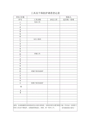 工具及个体防护调查登记表.docx