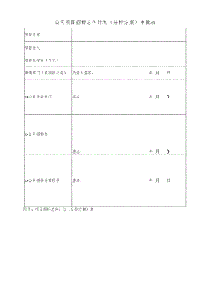 公司项目招标总体计划(分标方案)审批表.docx