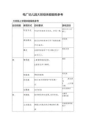 幼儿园大班组体能锻炼参考.docx