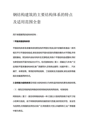 钢结构建筑的主要结构体系的特点及适用范围全套.docx