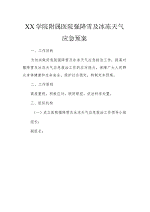 XX医院强降雪及冰冻天气应急预案.docx