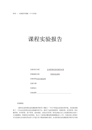 企业管理信息化软件应用 课程实验报告.docx