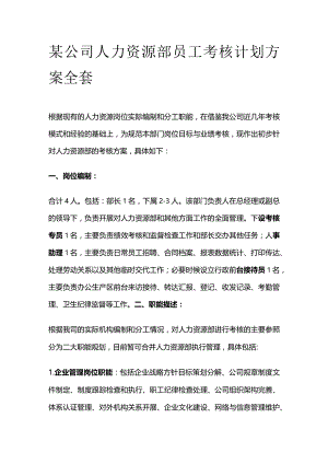 某公司人力资源部员工考核计划方案全套.docx