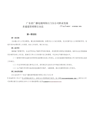 广东广电网络江门分公司职业发展多通道管理暂行办法（20190319）.docx