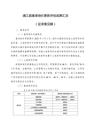 浦江县基准地价更新评估成果汇总（2023）.docx