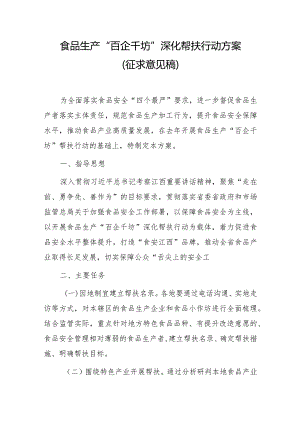 食品生产“百企千坊”深化帮扶行动方案（征求意见稿）.docx