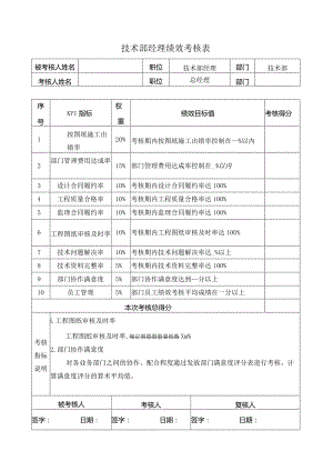 房地产技术部经理绩效考核表范例.docx