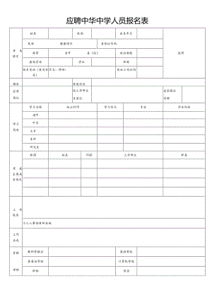 应聘中华中学人员报名表.docx