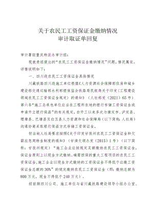 关于农民工工资保证金缴纳情况审计取证单.docx