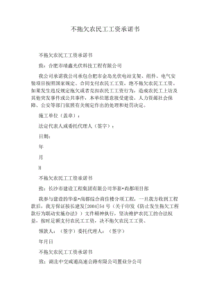 不拖欠农民工工资承诺书.docx