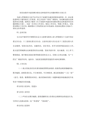 医院加强作风建设解决群众反映强烈突出问题的整治方案公告.docx