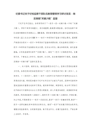 纪委书记关于纪检监察干部队伍教育整顿学习研讨发言.docx