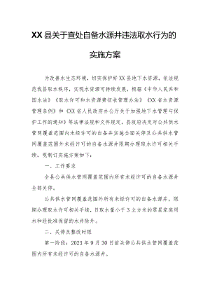 XX县关于查处自备水源井违法取水行为的实施方案.docx