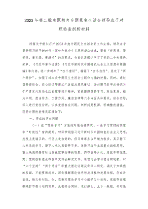 2023年度第二批主题教育专题民主生活会领导班子对照检查剖析材料.docx