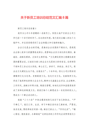 关于新员工培训总结范文汇编8篇.docx