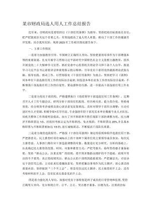某市财政局选人用人工作总结报告.docx