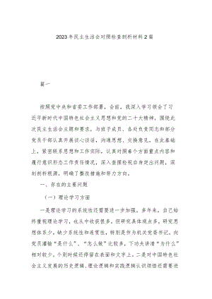 2023年民主生活会对照检查剖析材料2篇.docx