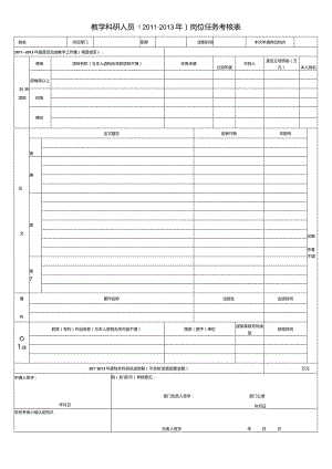 教学科研人员(2011-2013年)岗位任务考核表.docx