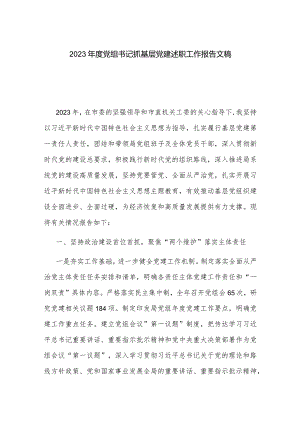 2023年度党组书记抓基层党建述职工作报告文稿.docx