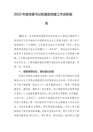 2023年度党委书记抓基层党建工作述职报告.docx