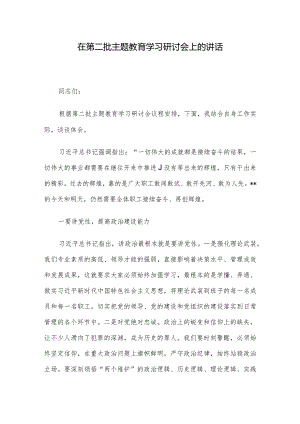 在第二批主题教育学习研讨会上的讲话.docx