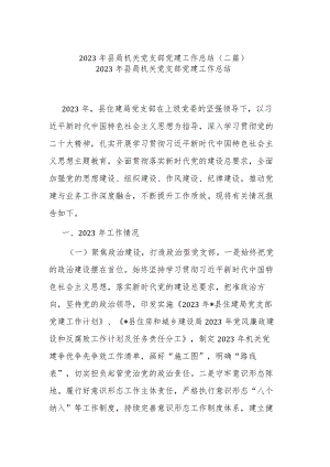2023年县局机关党支部党建工作总结(二篇).docx