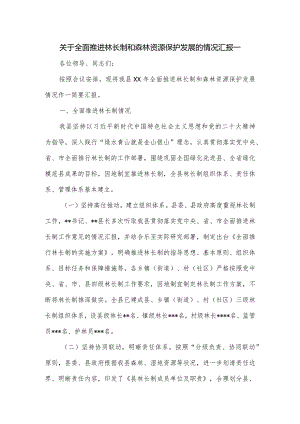 关于全面推进林长制和森林资源保护发展的情况汇报一.docx