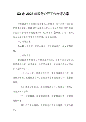 XX市2023年政务公开工作考评方案.docx