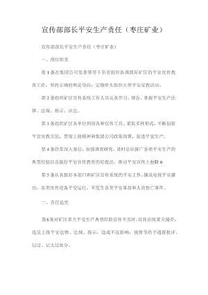 最新整理宣传部部长安全生产责任（枣庄矿业）.docx