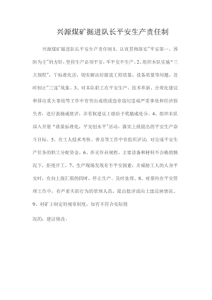 最新整理兴源煤矿掘进队长安全生产责任制.docx