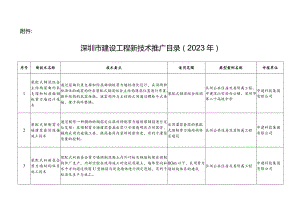 深圳市建设工程新技术推广目录（2023年）.docx